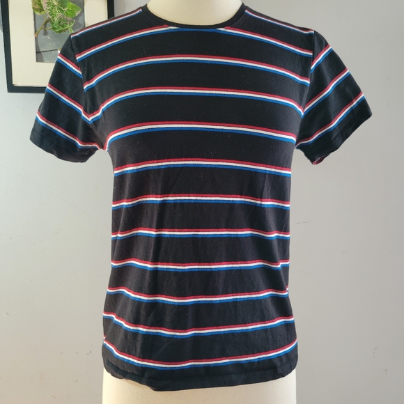 ATM Women's Short Sleeve Stripe Pima Cotton Jersey Fitted Baby T Shirt L - Picture 4 of 13